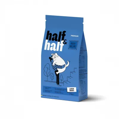 Корм сухий HalfHalf для дорослих собак великих порід із яловичиною