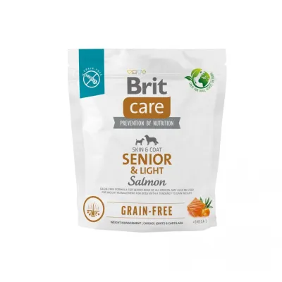 Корм сухий Brit Care Dog Grain-free Senior and Light для старіючих собак беззерновий з лососем