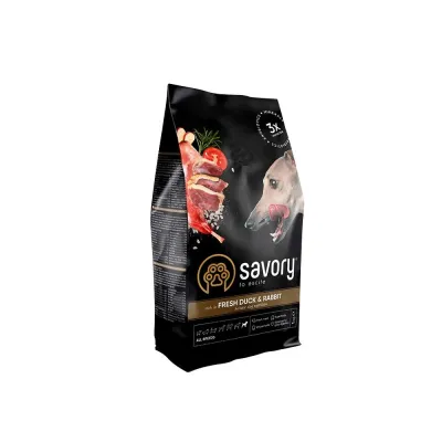 Корм сухий Savory Adult All Breeds rich in Fresh Duck & Rabbit для собак усіх порід зі свіжою качкою та кроликом
