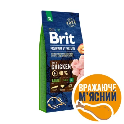 Корм сухий Brit Premium Dog Adult для дорослих собак гігантських порід вагою 45-90 кг з куркою 15 кг