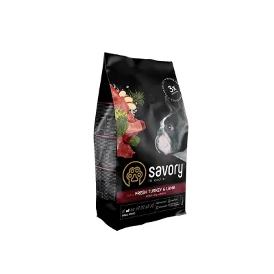 Корм сухий Savory Small Breed rich in Fresh Turkey & Lamb для дорослих собак малих порід до 10 кг зі свіжим ягням та індичкою 3 кг