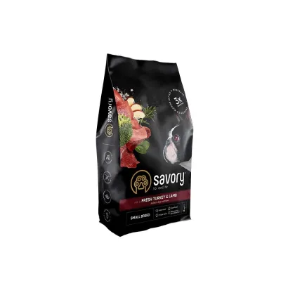 Корм сухий Savory Small Breed rich in Fresh Turkey & Lamb для дорослих собак малих порід до 10 кг зі свіжим ягням та індичкою 8 кг