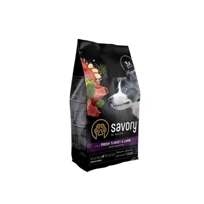 Корм сухий Savory Medium Breed rich in Fresh Turkey & Lamb для дорослих собак середніх порід від 10 до 25 кг зі свіжим ягням та індичкою 3 кг