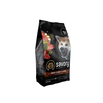 Корм сухий Savory Large Breeds rich in Fresh Turkey & Lamb для дорослих собак великих порід від 25 кг зі свіжим ягням та індичкою 3 кг