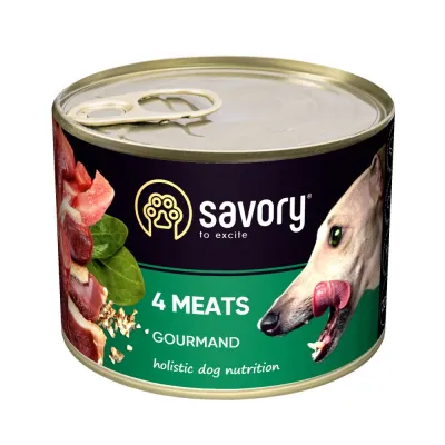Корм вологий Savory Dog Gourmand 4 meats паштет для дорослих собак усіх порід з чотирма видами м’яса