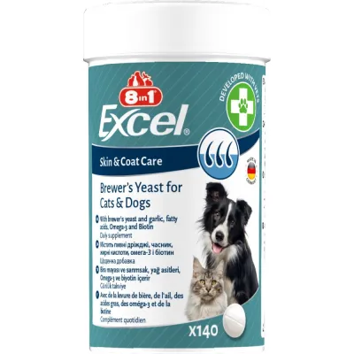 Вітаміни 8in1 Excel Brewers Yeast для собак та котів пивні дріжджі з часником для шкіри та шерсті