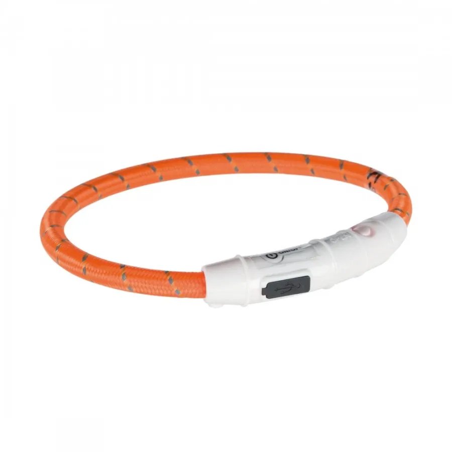 Ошейник Trixie Flash Light Ring USB светящийся силиконовый оранжевый — фото 1
