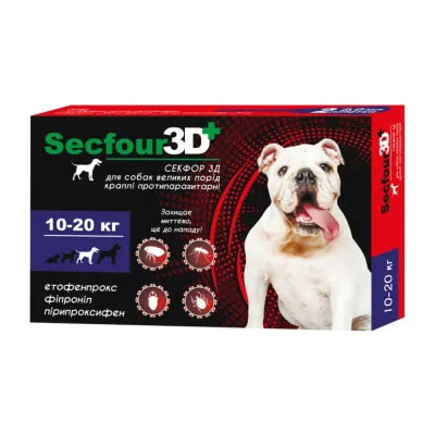 Краплі протипаразитні для собак Secfour 3D 10-20 кг