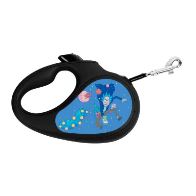 Повідець-рулетка для собак WAUDOG R-leash, малюнок "Рік та Морті 3", до 50 кг, 5 м, світловідбиваюча стрічка чорний