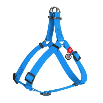 Шлея для собак WAUDOG Waterproof, водостойкая, QR-паспорт, металлическая пряжка-фастекс, 15 мм, 30-39 см, голубой