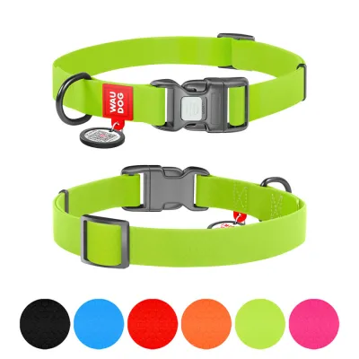 Ошейник для собак водостойкий WAUDOG Waterproof с QR паспортом, пластиковая пряжка-фастекс, салатовый