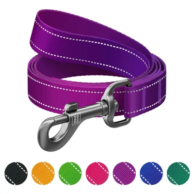 Поводок для собак нейлоновый WAUDOG Nylon Mono, светоотражающий, фиолетовый