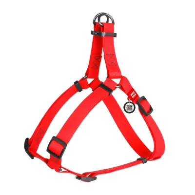 Шлея для собак водостойкая WAUDOG Waterproof, QR-паспорт, металлическая пряжка-фастекс, 15 мм, 30-39 см, красный