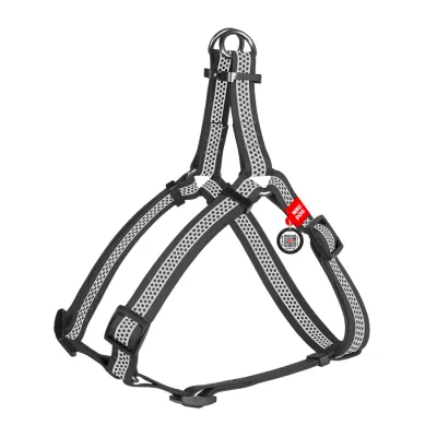 Шлея для собак водостойкая WAUDOG Waterproof, с QR-паспортом, светоотражающая, металлическая пряжка-фастекс, серый