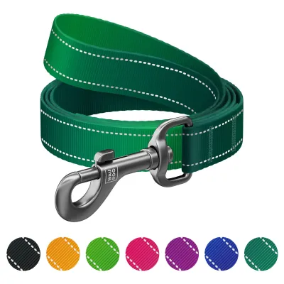 Повідець для собак нейлоновий WAUDOG Nylon Mono, світловідбивний, зелений