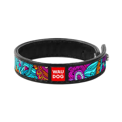 Браслет WAUDOG Design з малюнком "Літо", преміум шкіра (ширина 15мм, довжина 21-23см) чорний