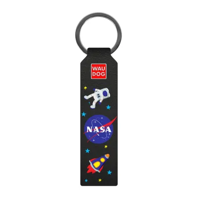 Брелок WAUDOG Design з малюнком "NASA", преміум шкіра (ширина 20мм, довжина 95мм) чорний