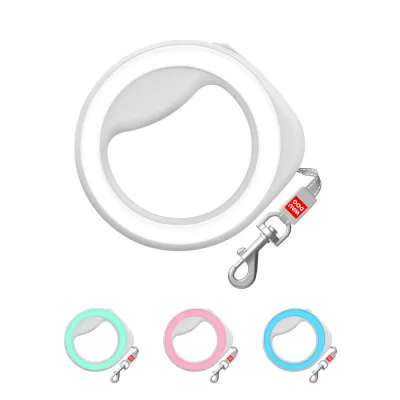 Поводок-рулетка для собак WAUDOG R-leash, круглый, до 40 кг, 2,9 м, светоотражающая лента, белый