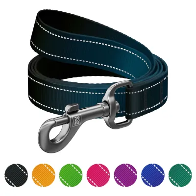 Поводок для собак нейлоновый WAUDOG Nylon Mono, светоотражающий, черный