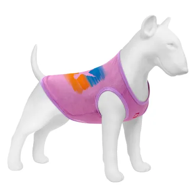 Майка для собак WAUDOG Clothes рисунок «Флаг», сетка, розовая