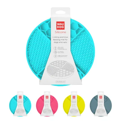 Коврик для вылизывания и медленного кормления WAUDOG Silicone, 211х211х30 мм, голубой