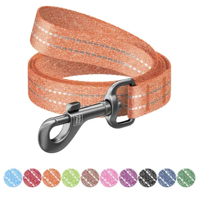 Поводок для собак из восстановленного хлопка WAUDOG Re-cotton светоотражающий, оранжевый