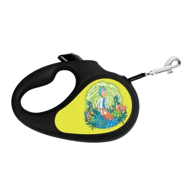 Поводок-рулетка для собак WAUDOG R-leash, рисунок «Рик и Морти 2», до 50 кг, 5 м, светоотражающая лента черный