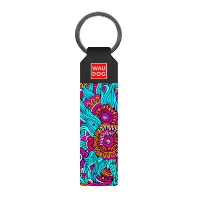 Брелок WAUDOG Design з малюнком "Літо", преміум шкіра (ширина 20мм, довжина 95мм) чорний