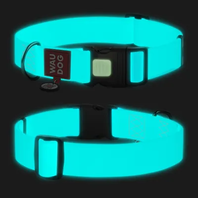 Ошейник для собак водостойкий WAUDOG Waterproof с QR паспортом, светонакопительный, пластиковый фастекс, Ш 40 мм, Дл 46-70 см