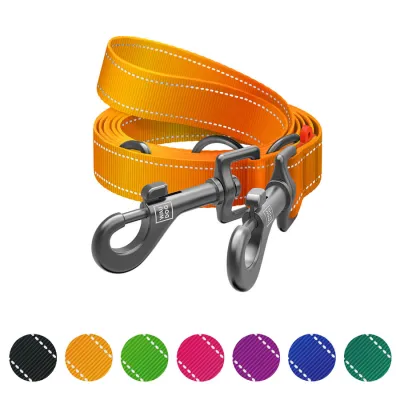 Поводок-перестежка для собак WAUDOG Nylon Mono, светоотражающий, Ш 20 мм, Д 300 см, оранжевый