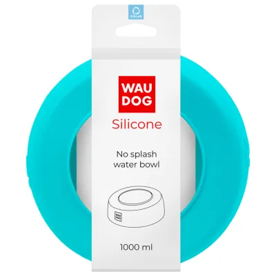 Миска-непроливайка WAUDOG Silicone 1 л голубой