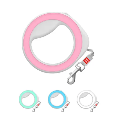 Повідець-рулетка для собак WAUDOG R-leash, кругла, до 40 кг, 2,9 м, світловідбиваюча стрічка рожевий