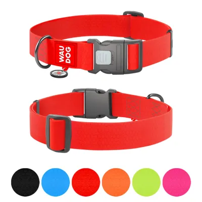 Ошейник для собак водостойкий WAUDOG Waterproof с QR паспортом, пластиковый фастекс, Ш 40 мм, Дов 46-70 см, красный