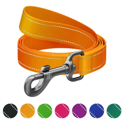Поводок для собак нейлоновый WAUDOG Nylon Mono, светоотражающий, оранжевый