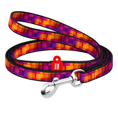 Повідець для котів та дрібних порід собак нейлоновий WAUDOG Nylon, малюнок "Куби 3Д", Ш 10 мм, Дов 122 см