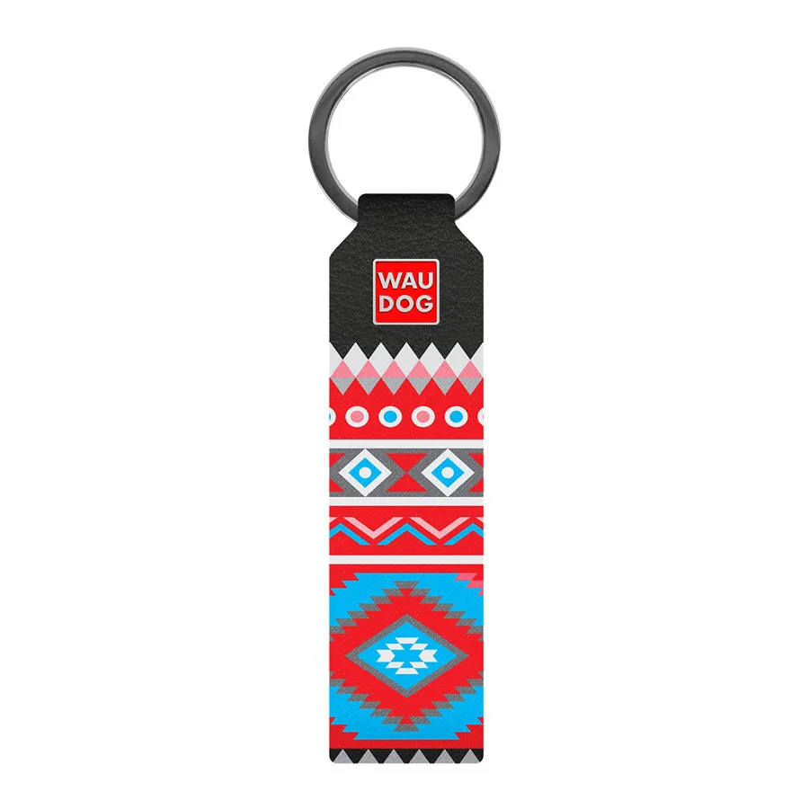 Брелок WAUDOG Design з малюнком "Етно", преміум шкіра (ширина 20 мм, довжина 95 мм) чорний — фото 1