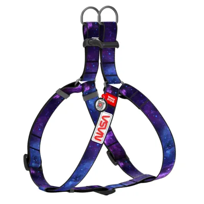 Шлея для собак WAUDOG Nylon с QR-паспортом, рисунок "NASA21", пластиковый фастекс, M, Ш 20, А=В 50-75 см