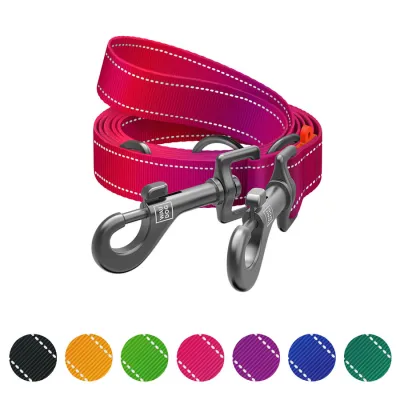 Поводок-перестежка для собак WAUDOG Nylon Mono, светоотражающий, Ш 20 мм, Д 300 см, розовый