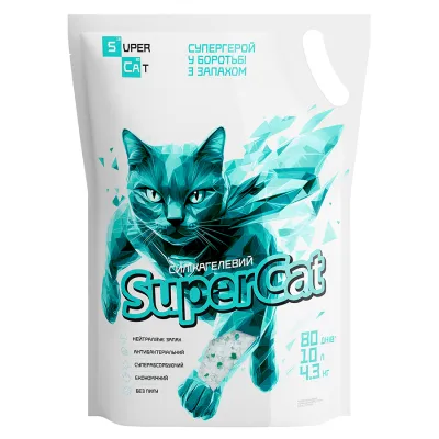 Силікагелевий наповнювач SuperCat для котячих туалетів, 4,3 кг /