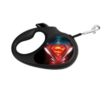 Поводок-рулетка для собак WAUDOG R-leash, «Супермен Лого», до 50 кг, 5 м, светоотражающая лента, черный