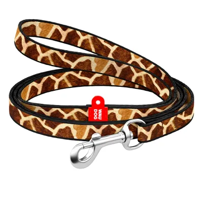 Повідець для котів та дрібних порід собак нейлоновий WAUDOG Nylon, малюнок "Жираф", Ш 10 мм, Дов 122 см