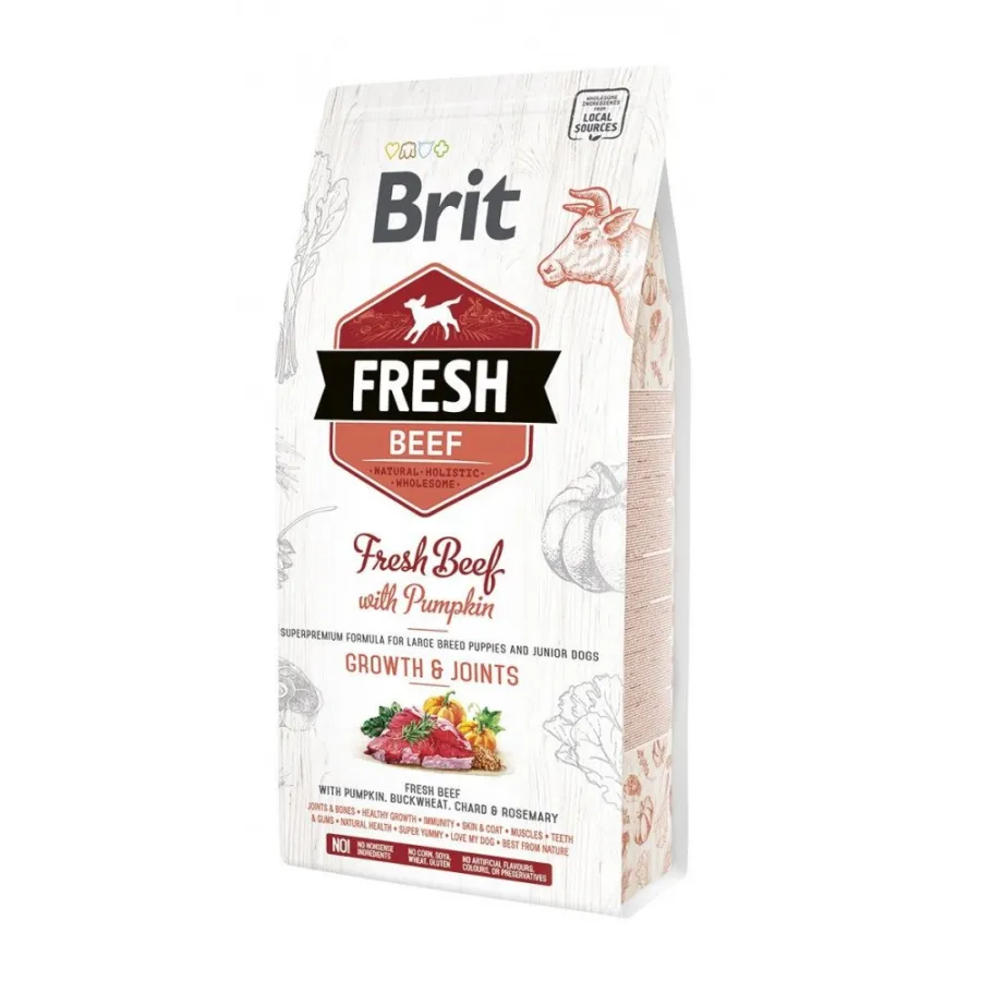 Корм сухий Brit Fresh Beef/Pumpkin Puppy Large для цуценят та молодих собак великих порід з яловичиною та гарбузом 2,5 кг — фото 1