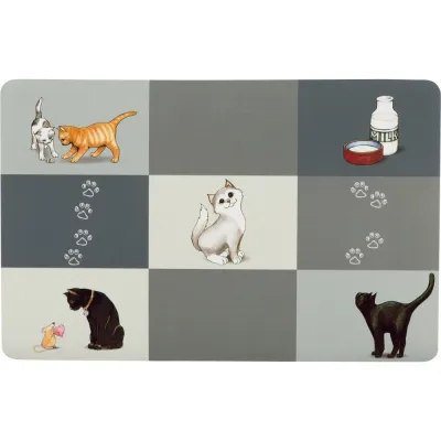 Килимок під миску Trixie для котів Patchwork сірий пластик 44х28 см