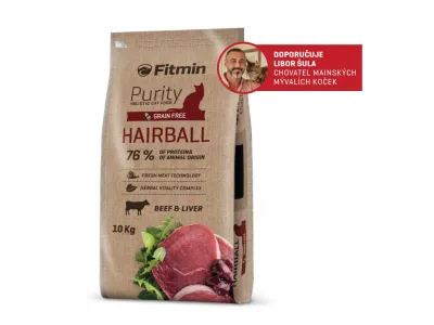 Fitmin cat Purity Hairball (для довгошерстих котів з яловичиною), 10 кг, 532114018, В наявності