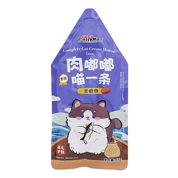 Cattyman Cream Mousse Tuna КЕТТІМЕН ТУНЕЦЬ мус повнораціонний беззерновий вологий корм для котів і кошенят, пауч 55г — фото 1