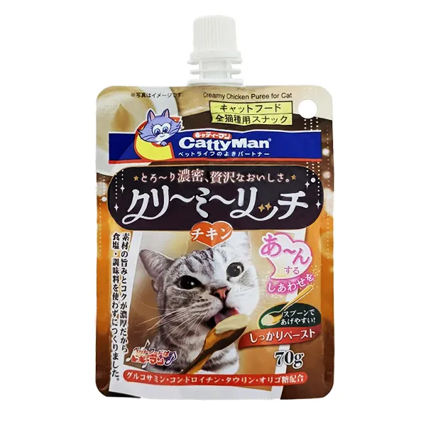 CattyMan Creamy Chicken Puree КЕТТІМЕН ВЕРШКОВЕ ПЮРЕ З КУРКОЮ рідкі ласощі для котів — фото 1