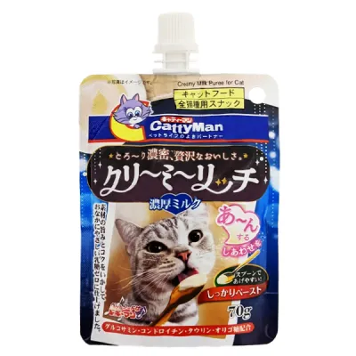 CattyMan Creamy Milk КЕТТІМЕН ВЕРШКОВЕ ПЮРЕ З МОЛОКОМ рідкі ласощі для котів