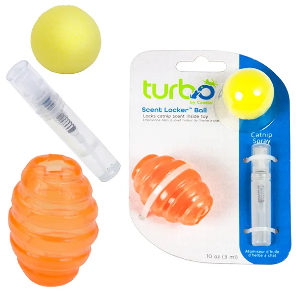 Игрушка для котов Coastal Turbo Scent Locker Football с кошачьей мятой, комплект — фото 1