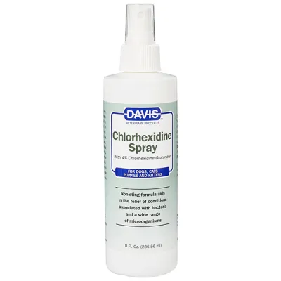 Davis Chlorhexidine Spray ДЕВІС ХЛОРГЕКСИДИН дерматокосметичний спрей з 4% хлоргексидином для собак і котів із захворюваннями кожи та шерсті