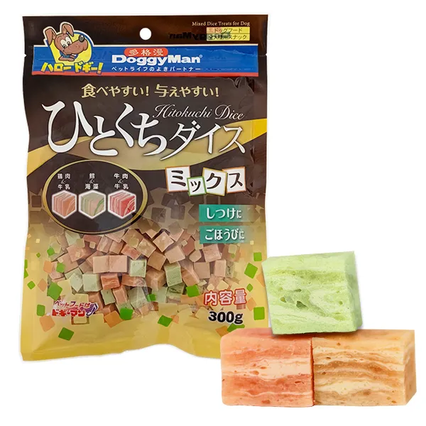 DoggyMan Mixed Dice Treats ДОГГІМЕН КУБИКИ МІКС курка, яловичина, тріска ласощі для собак — фото 1